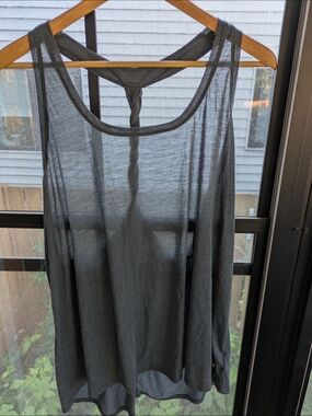 GapFit Sheer Racerback Tank Top in Charcoal Gray